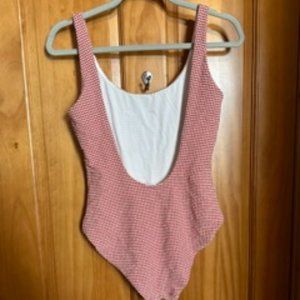 Onia Red & White Plaid One Piece Swimsuit (L)